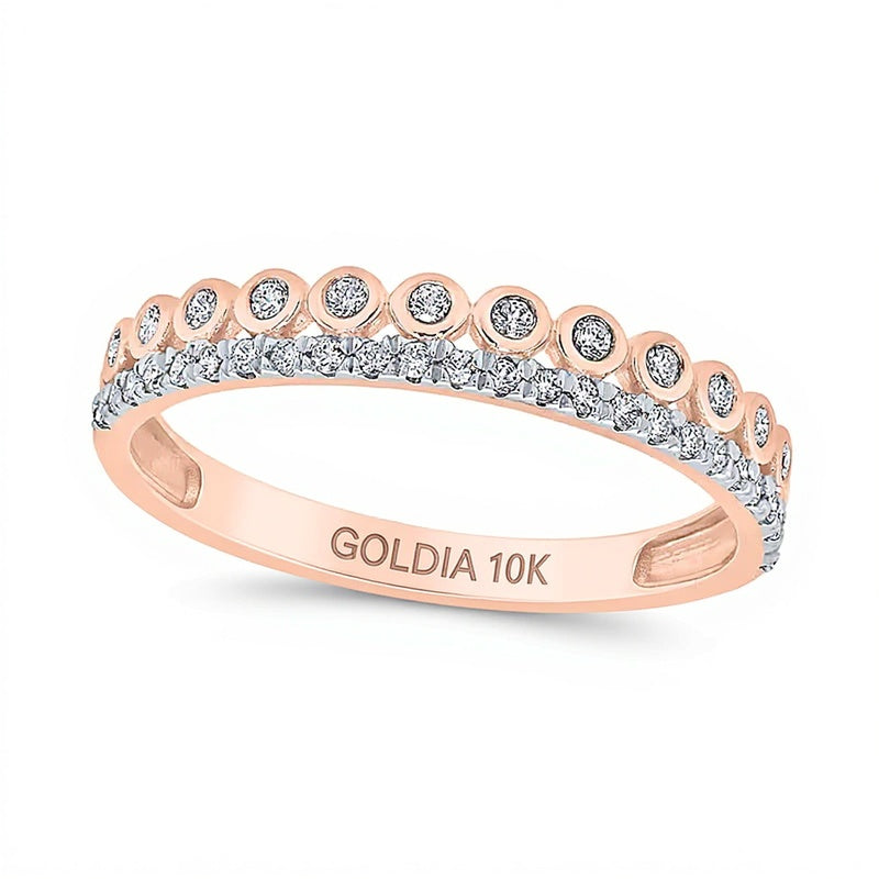 0.2 CT. TW Diamond Edge and Bezel Double Row Stackable Band in 10K Rose Gold