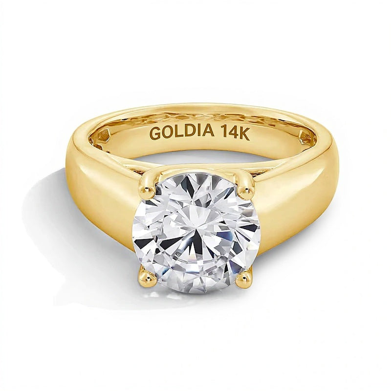 3.0 CT. Lab-Grown Diamond Solitaire Thick Shank Engagement Ring in 14K Gold (F/VS2)
