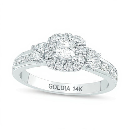 1.25 CT. TW Princess-Cut Diamond Frame Three Stone Engagement Ring in 14K White Gold