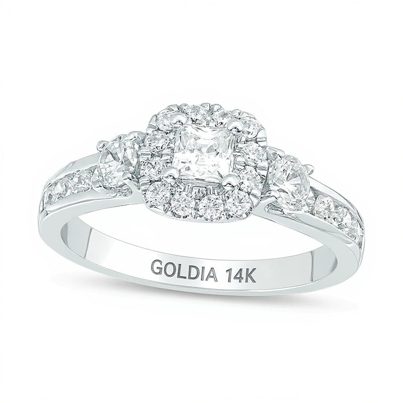 1.25 CT. TW Princess-Cut Diamond Frame Three Stone Engagement Ring in 14K White Gold