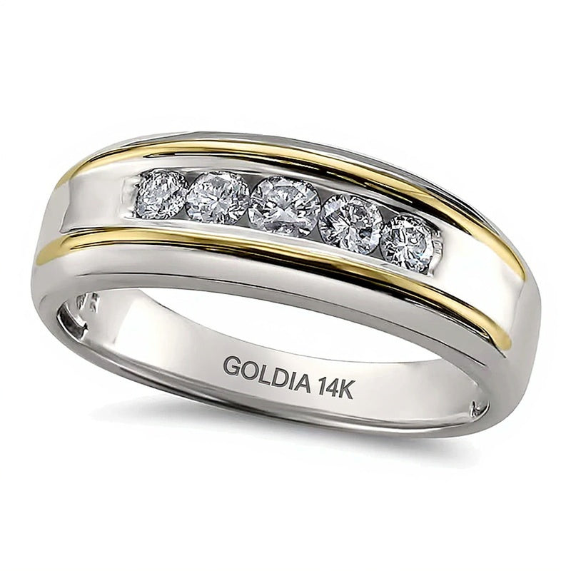 0.5 CT. TW Diamond Five Stone Band in 14K Two-Tone Gold