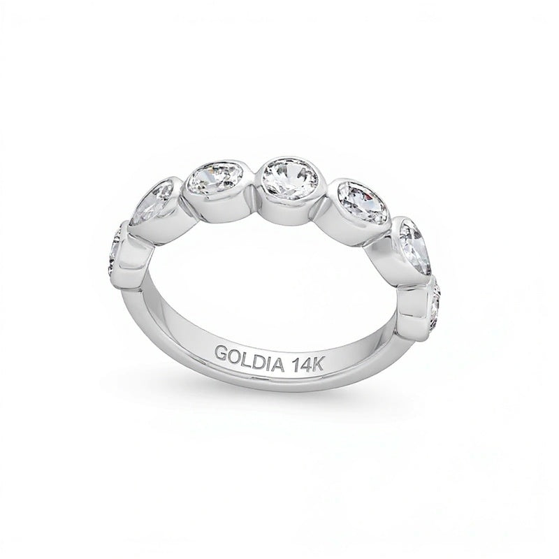 1.25 CT. TW Multi-Shaped Lab-Grown Diamond Bezel-Set Anniversary Band in 14K White Gold (F/VS2)