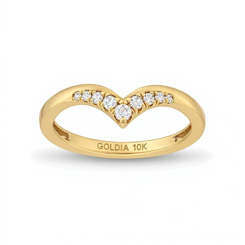 0.13 CT. TW Diamond Graduated Chevron Anniversary Band in 10K Gold
