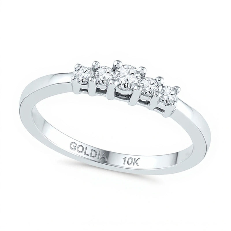 0.2 CT. TW Diamond Five Stone Promise Ring in 10K White Gold