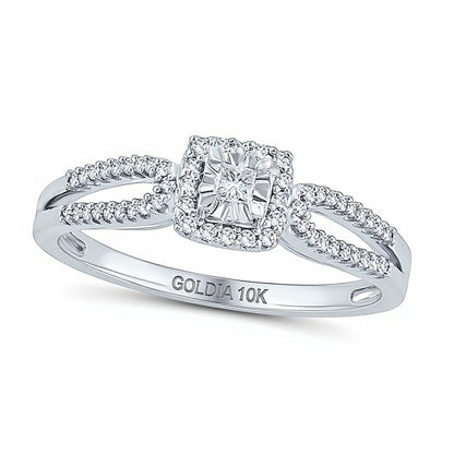 0.2 CT. TW Princess-Cut Diamond Frame Split Shank Promise Ring in 10K White Gold