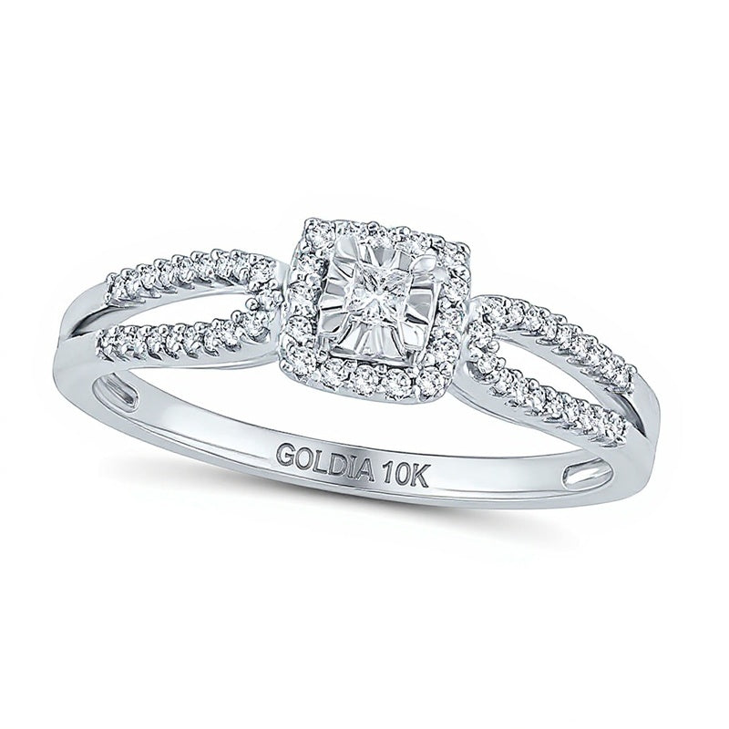 0.2 CT. TW Princess-Cut Diamond Frame Split Shank Promise Ring in 10K White Gold