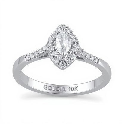 0.5 CT. TW Marquise Diamond Swirl Frame Engagement Ring in 10K White Gold