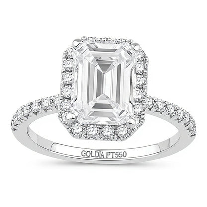 3.5 CT. TW Emerald-Cut Lab-Grown Diamond Frame Engagement Ring in Platinum (F/VS2)