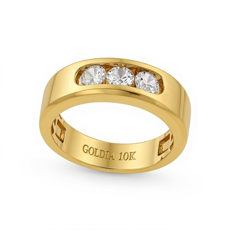 1.0 CT. TW Lab-Grown Diamond Three Stone Band in 10K Gold (I/SI2)