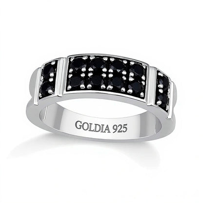 1.0 CT. TW Black Diamond Collar Double Row Band in Sterling Silver