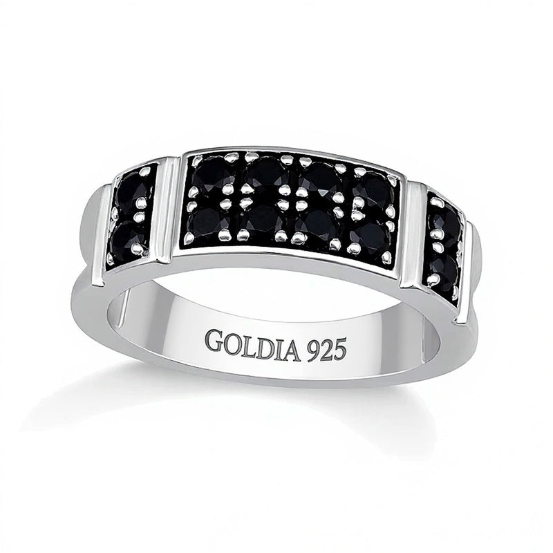 1.0 CT. TW Black Diamond Collar Double Row Band in Sterling Silver