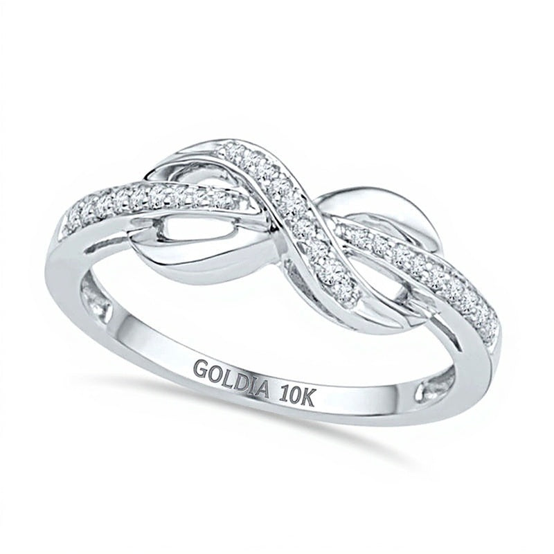 0.1 CT. TW Diamond Infinity Wrapped Ring in 10K White Gold