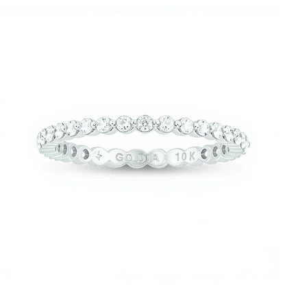 0.5 CT. TW Diamond Scallop Eternity Band in 10K White Gold