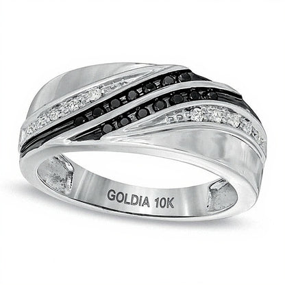 0.2 CT. TW Enhanced Black and White Diamond Ring in 10K White Gold