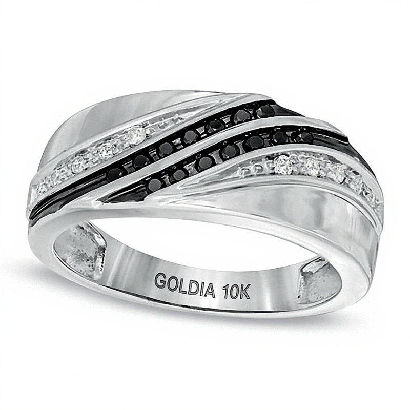 0.2 CT. TW Enhanced Black and White Diamond Ring in 10K White Gold