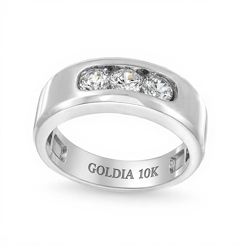 1.0 CT. TW Lab-Grown Diamond Three Stone Band in 10K White Gold (I/SI2)
