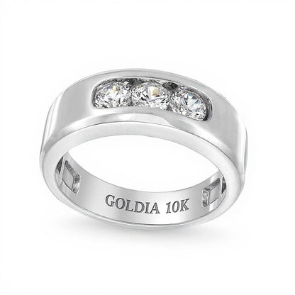 1.0 CT. TW Lab-Grown Diamond Three Stone Band in 10K White Gold (I/SI2)