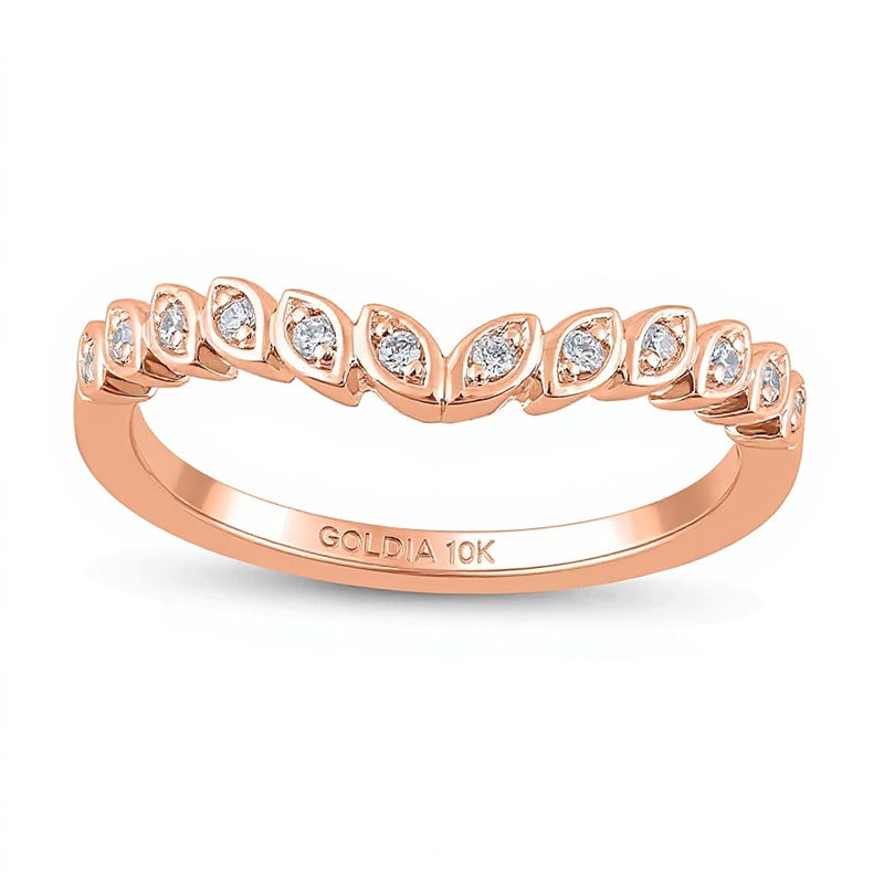 0.1 CT. TW Diamond Marquise Frame Contour Band in 10K Rose Gold
