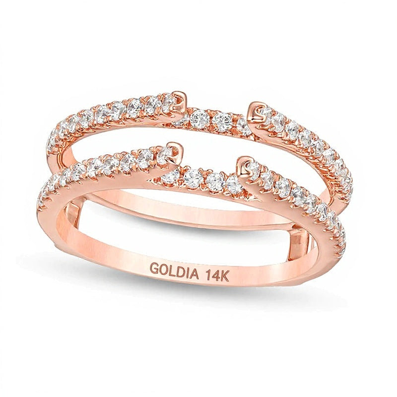 0.5 CT. TW Diamond Lined Ring Solitaire Enhancer in 14K Rose Gold