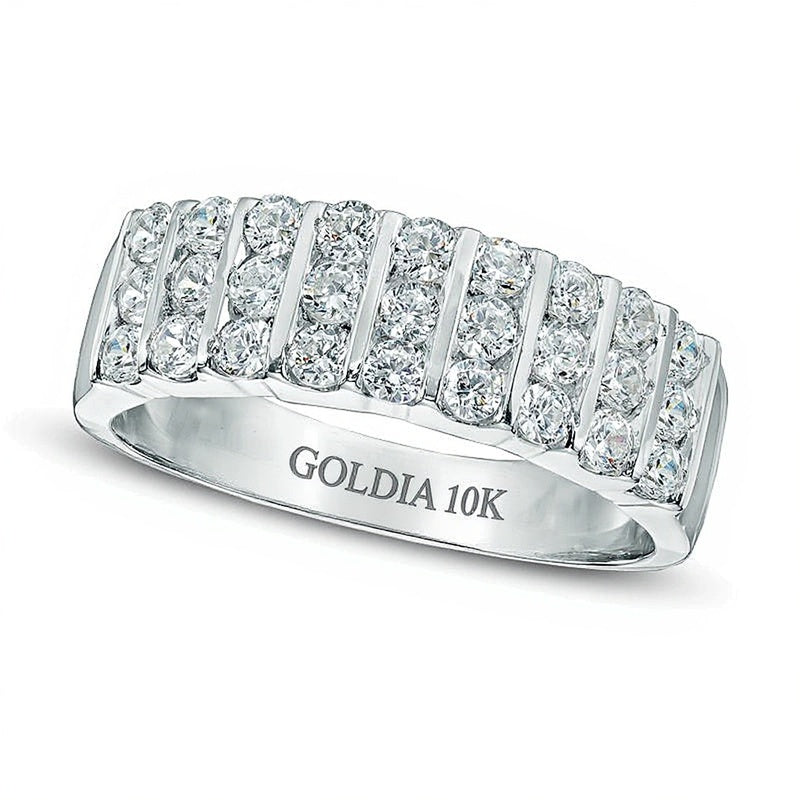 0.75 CT. TW Diamond Triple Row Band in 10K White Gold