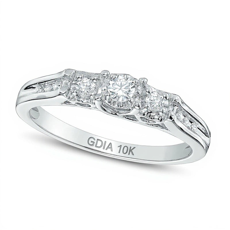 0.2 CT. TW Diamond Three Stone Ring in 10K White Gold