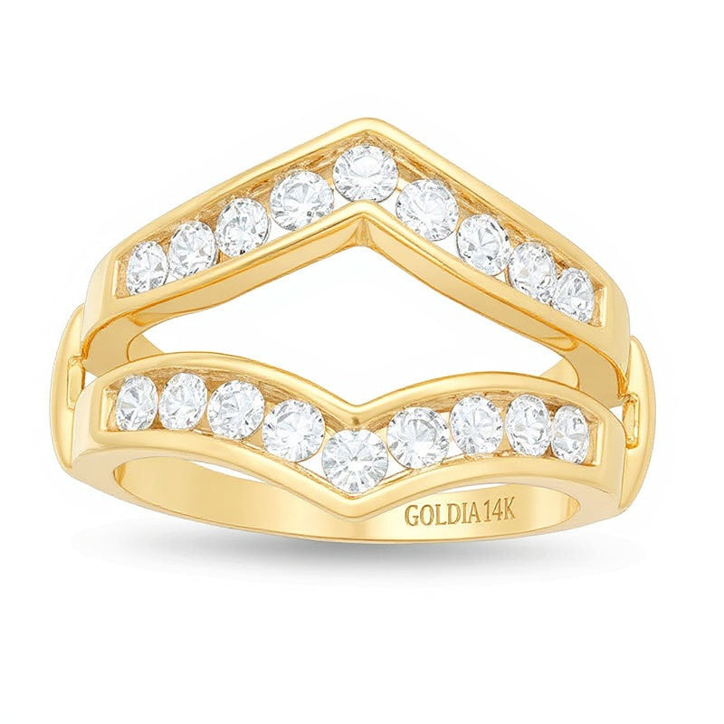 1.0 CT. TW Diamond Chevron Solitaire Enhancer in 14K Gold