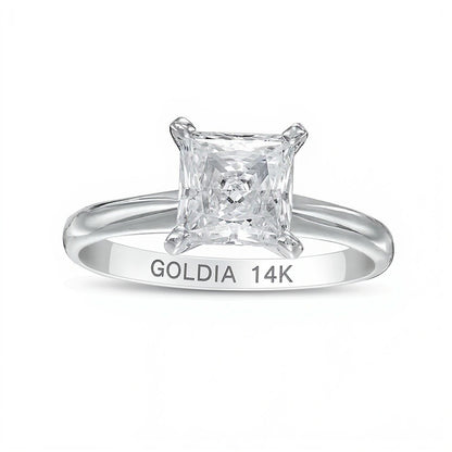 1.5 CT. Princess-Cut Lab-Grown Diamond Solitaire Engagement Ring in 14K White Gold (F/VS2)