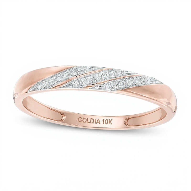Diamond Accent Slant Wedding Band in 10K Rose Gold