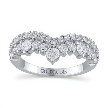 1.0 CT. TW Diamond Double Row Contour Band in 14K White Gold