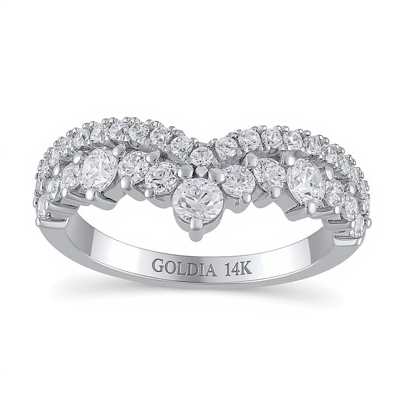 1.0 CT. TW Diamond Double Row Contour Band in 14K White Gold