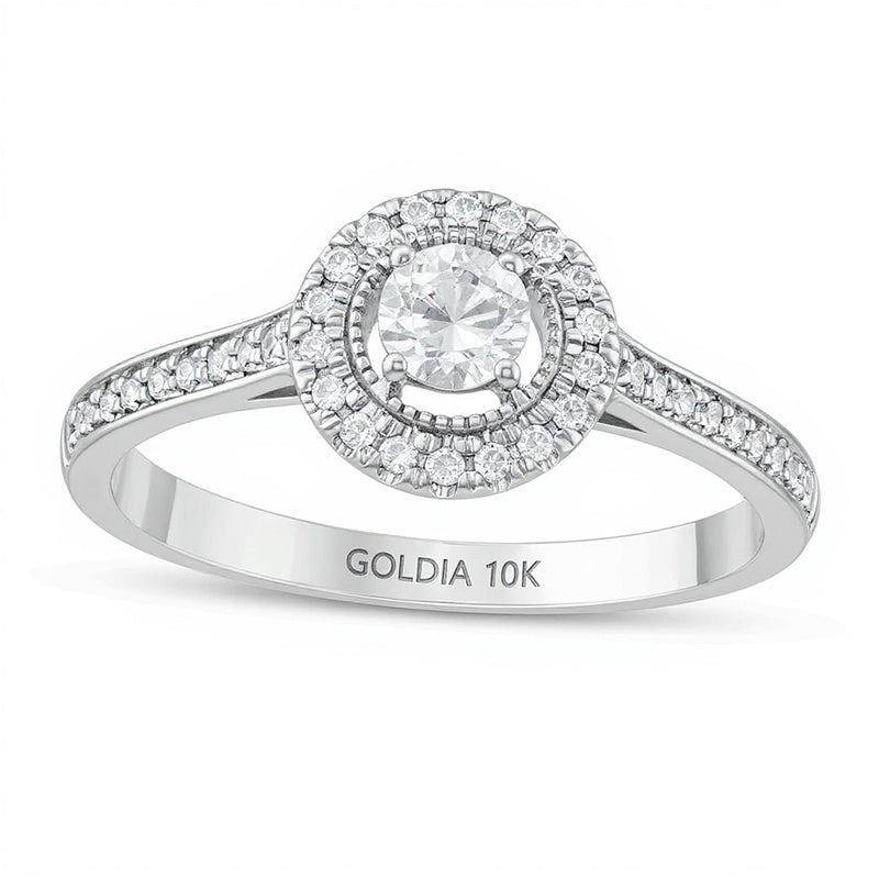 0.33 CT. TW Diamond Frame Vintage-Style Engagement Ring in 10K White Gold