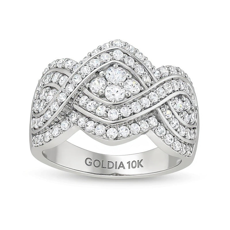 1.0 CT. TW Quad Diamond Edge Infinity Braid Ring in 10K White Gold