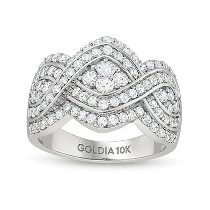 1.0 CT. TW Quad Diamond Edge Infinity Braid Ring in 10K White Gold
