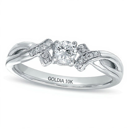 0.2 CT. TW Diamond Ribbon Promise Ring in 10K White Gold
