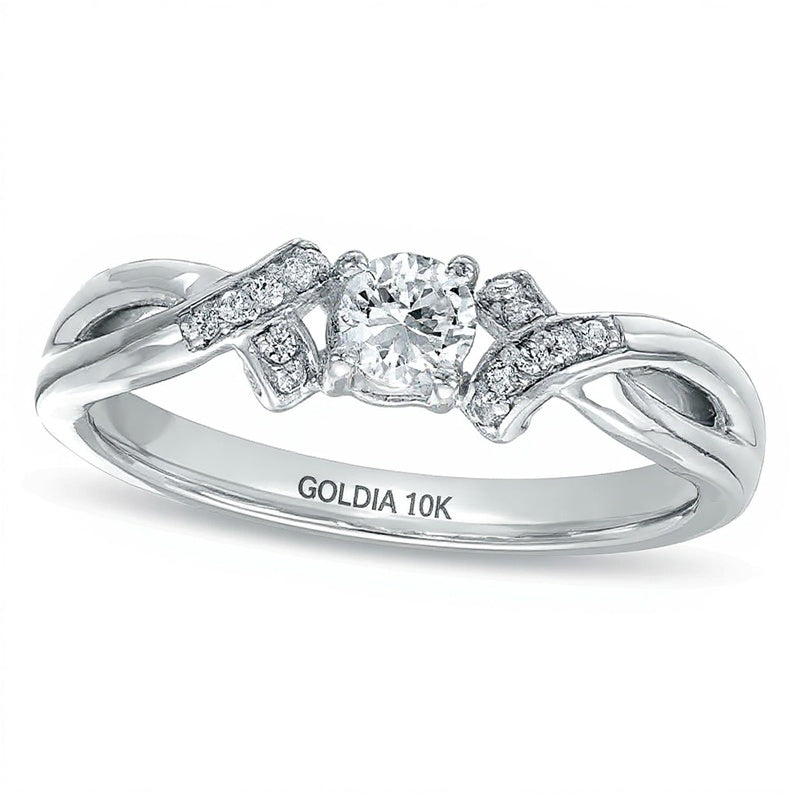 0.2 CT. TW Diamond Ribbon Promise Ring in 10K White Gold