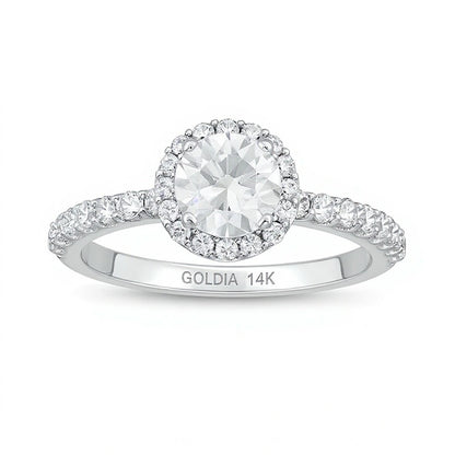 1.5 CT. TW Lab-Grown Diamond Frame Engagement Ring in 14K White Gold (F/VS2)