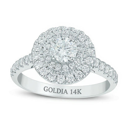 1.0 CT. TW Diamond Double Frame Tiered Engagement Ring in 14K White Gold