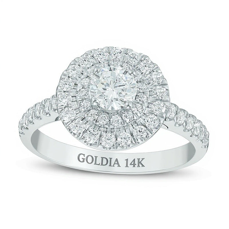 1.0 CT. TW Diamond Double Frame Tiered Engagement Ring in 14K White Gold