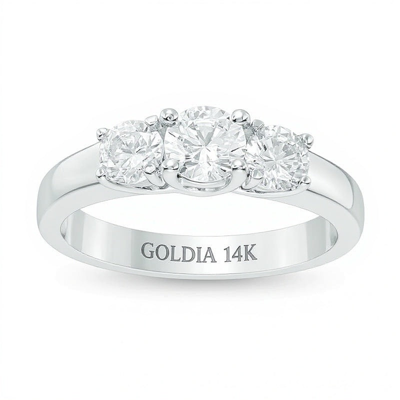1.0 CT. TW Diamond Three Stone Engagement Ring in 14K White Gold