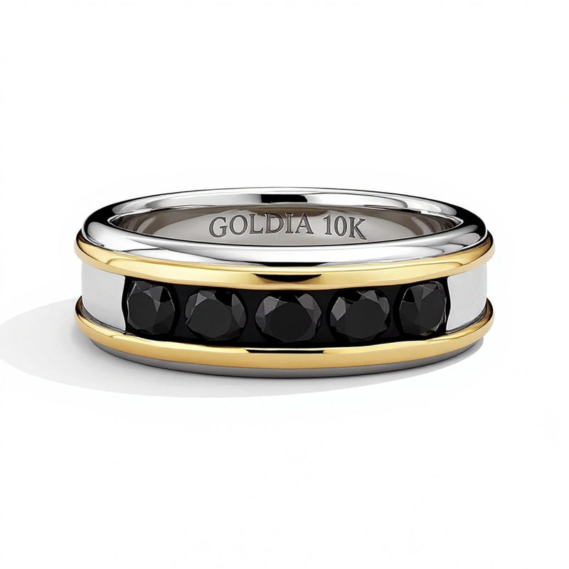 1.0 CT. TW Black Diamond Five-Stone Band in 10K Two-Tone Gold