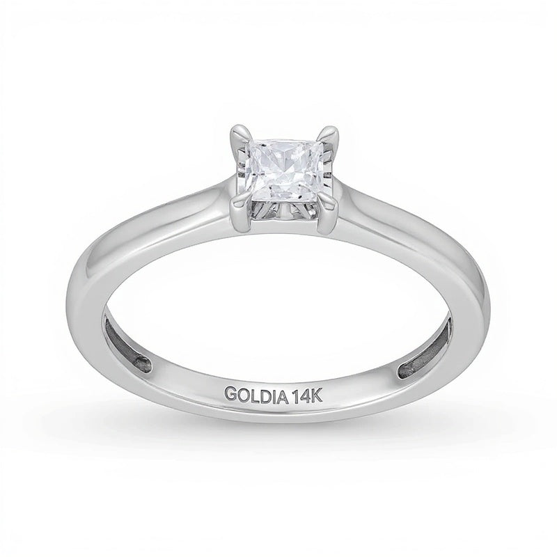 0.5 CT. TW Princess-Cut Diamond Edge Engagement Ring in 14K White Gold (I/I2)