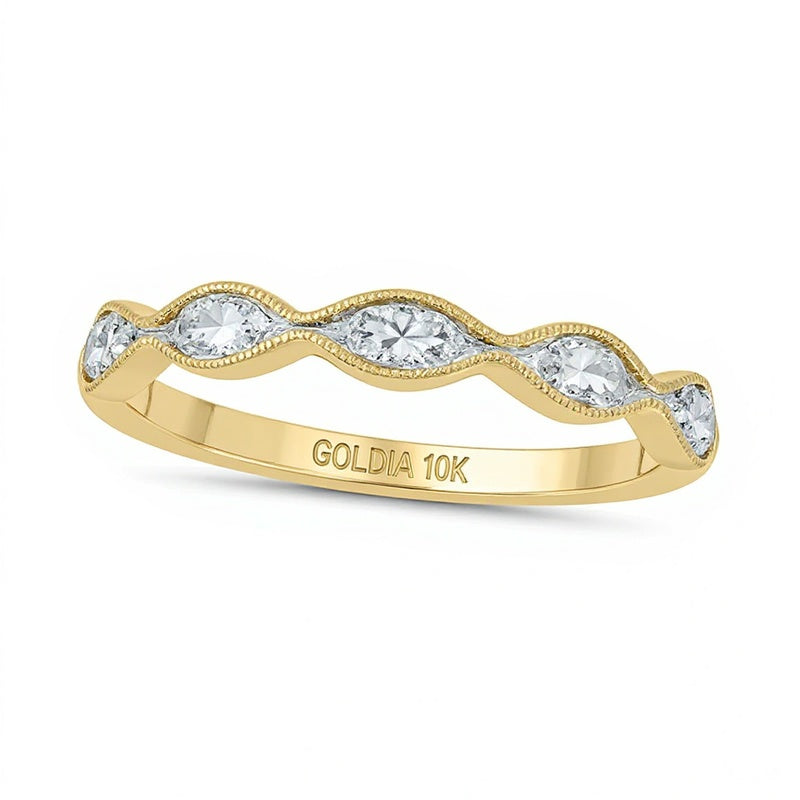 0.17 CT. TW Marquise Multi-Diamond Vintage-Style Stackable Band in 10K Gold