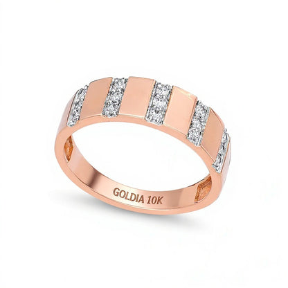 0.25 CT. TW Diamond Trio Linear Row Band in 10K Rose Gold