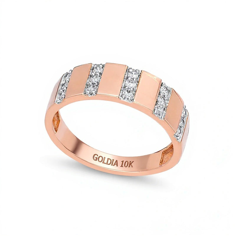 0.25 CT. TW Diamond Trio Linear Row Band in 10K Rose Gold
