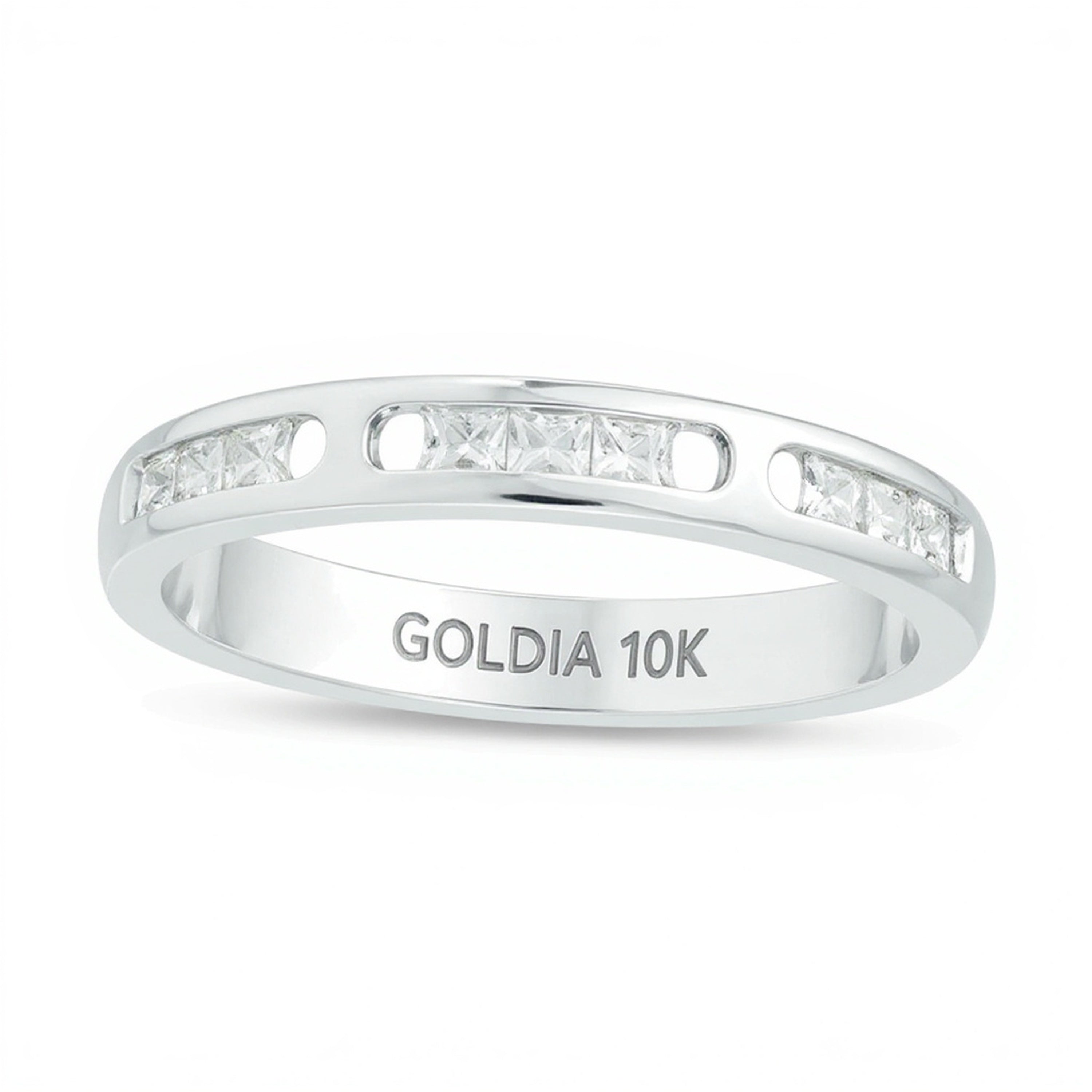 0.5 CT. TW Princess-Cut Diamond Wedding Band in 10K White Gold