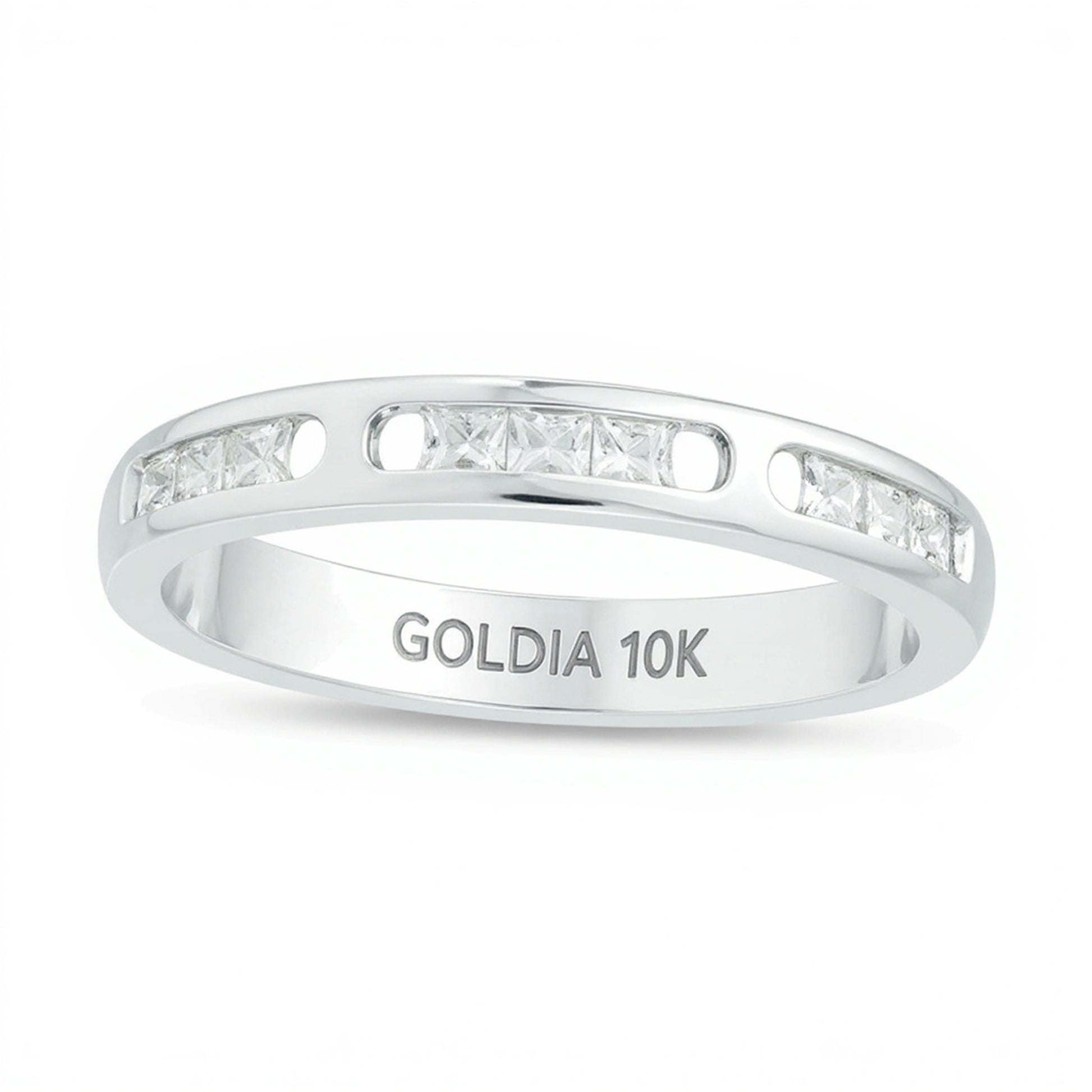 0.5 CT. TW Princess-Cut Diamond Wedding Band in 10K White Gold