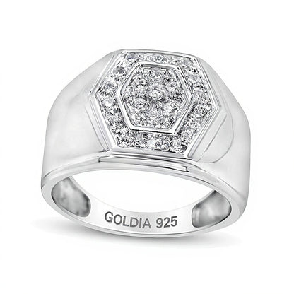 0.5 CT. TW Multi-Diamond Hexagon Frame Ring in Sterling Silver