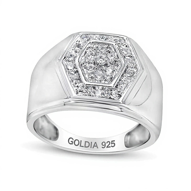 0.5 CT. TW Multi-Diamond Hexagon Frame Ring in Sterling Silver