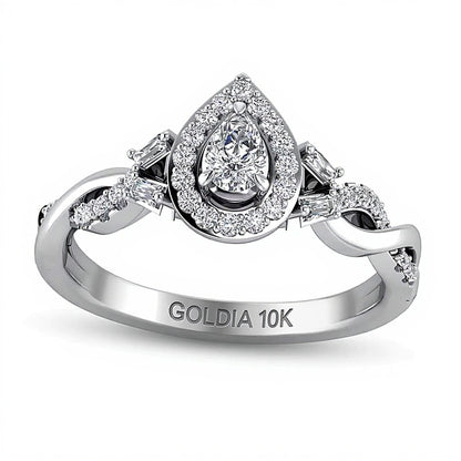0.33 CT. TW Pear-Shaped Diamond Frame Twist Shank Ring in 10K White Gold