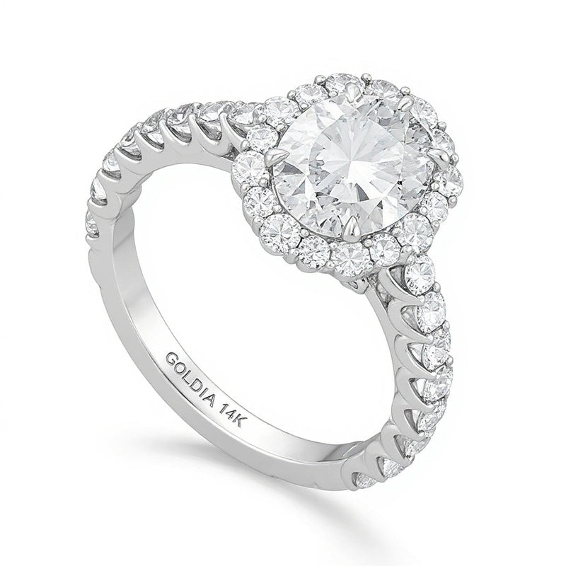 Enchanted Star Cinderella 3.5 CT. TW Oval Lab-Grown Diamond Frame Engagement Ring in 14K White Gold